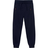 Boy Joggers with Zip Detail, Navy - Sweatpants - 1 - thumbnail
