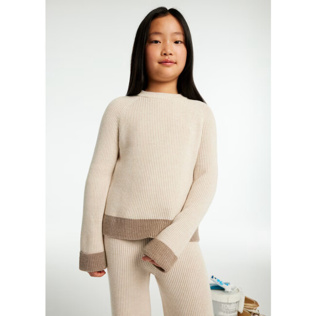 Girl Jumper and Trousers Tricot Set, Beige - Mixed Apparel Set - 4