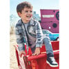 Boy Plaid Jacket, Blue - Jackets - 3 - thumbnail