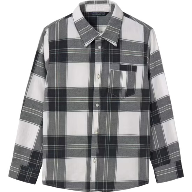Boy Flannel Plaid Shirt, Grey
