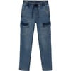 Boy Denim Cargos, Blue - Jeans - 1 - thumbnail