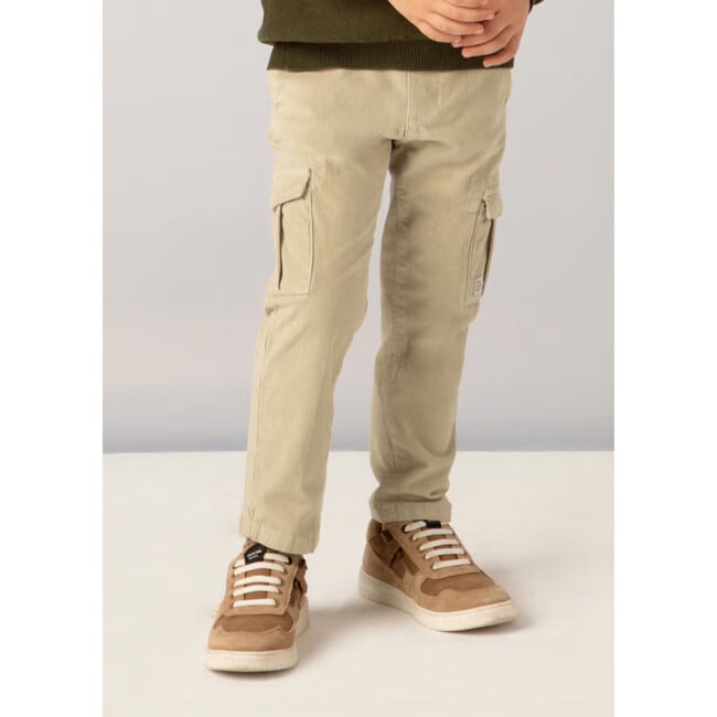 Boy Corduroy Cargo Pants, Beige - Pants - 2
