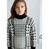 Girl Houndstooth Knit Dress, Black - Dresses - 5