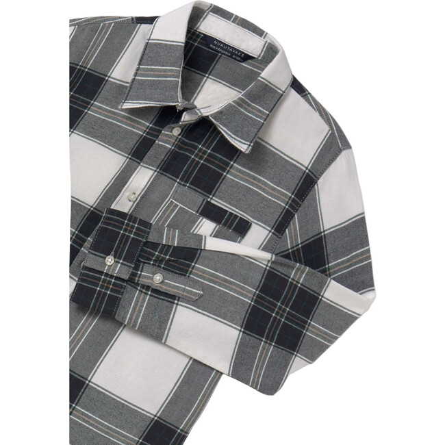 Boy Flannel Plaid Shirt, Grey