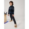 Boy Loose Fitting Trousers, Blue - Pants - 2 - thumbnail