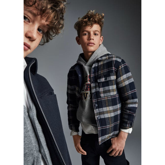 Boy Reversible Quilted Overshirt, Navy - Polo Shirts - 3