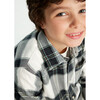Boy Flannel Plaid Shirt, Grey - Polo Shirts - 4 - thumbnail