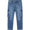 Boy Cargo Jeans, Blue - Jeans - 1 - thumbnail