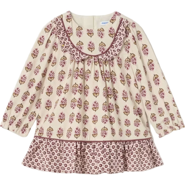 Baby Viyella Print Dress, Beige