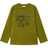 Boy Graphic T-Shirt, Green - T-Shirts - 1 - thumbnail