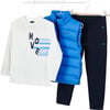Boy 3 Piece Tracksuit with Vest, Blue - Mixed Apparel Set - 1 - thumbnail