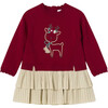 Baby Combined Knit Dress, Reindeer Red - Dresses - 1 - thumbnail