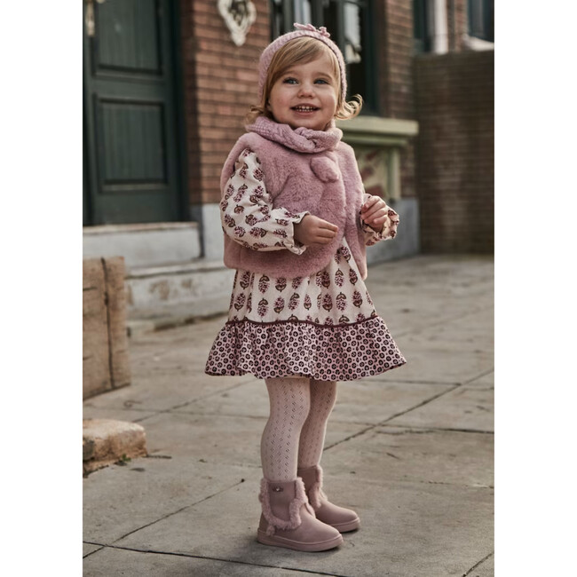 Baby Viyella Print Dress, Beige - Dresses - 4