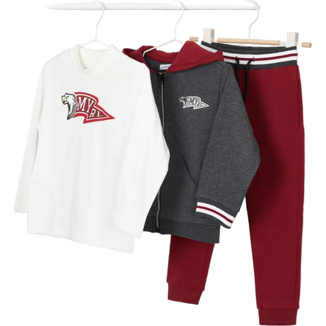 Boy 3 Piece Tracksuit, Red - Jumpsuits - 4