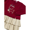 Baby Combined Knit Dress, Reindeer Red - Dresses - 2