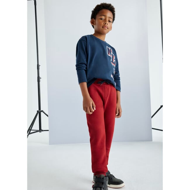 Boy Basic Tracksuit Bottoms, Red - Sweatpants - 3
