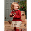 Baby Combined Knit Dress, Reindeer Red - Dresses - 3