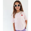 Girls' Boxy Tee, The Big Apple in Pink Stripes - T-Shirts - 1 - thumbnail