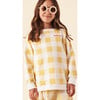 Cotton Sweatshirt, Picnic in Yellow and Cream Squares - Sweatshirts - 1 - thumbnail