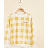 Cotton Sweatshirt, Picnic in Yellow and Cream Squares - Sweatshirts - 6 - thumbnail