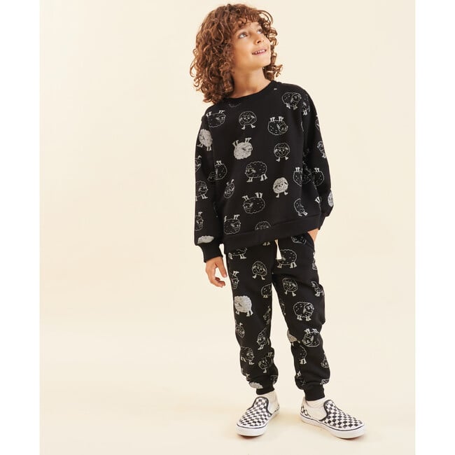 Cotton Sweatshirt, The Sheep in Boots Black - Sweatshirts - 3