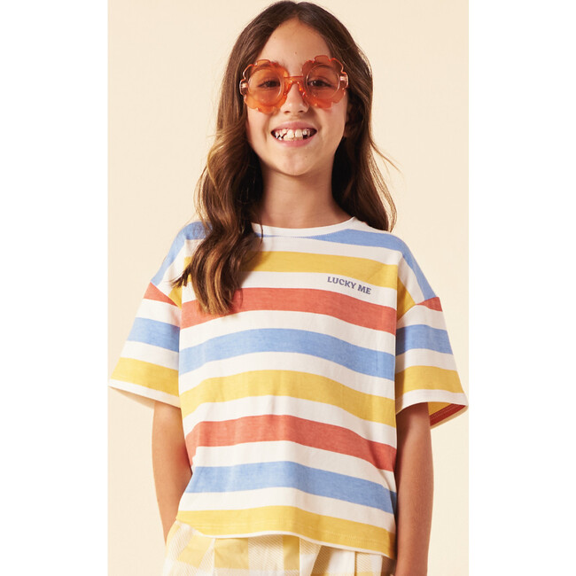 Girls' Crop Top, Stripes in Cotton