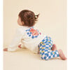 Cotton Leggings, Lemon Party Blue and White Squares - Leggings - 2 - thumbnail