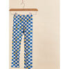 Cotton Leggings, Lemon Party Blue and White Squares - Leggings - 4 - thumbnail