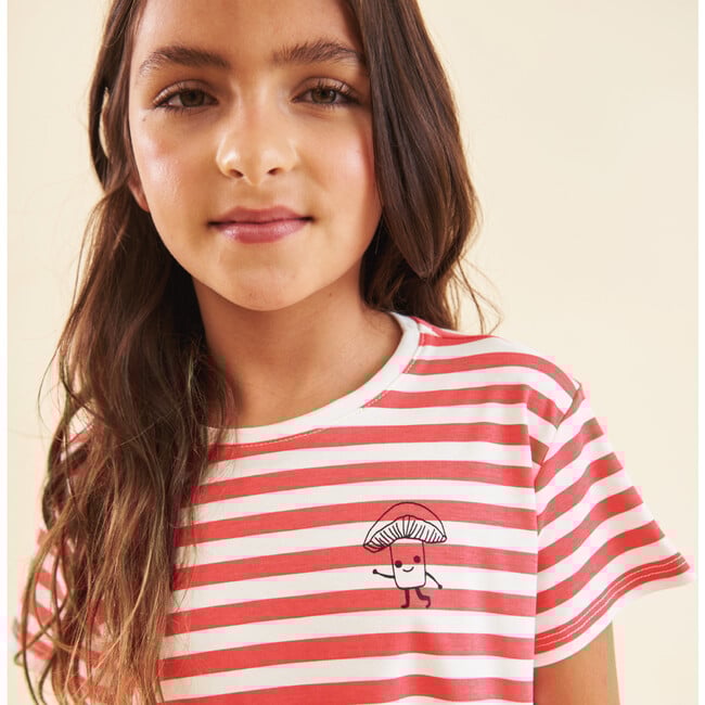 Girls' Cotton Dress, The Gnome in Red Stripes - Dresses - 2