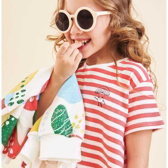 Girls' Cotton Dress, The Gnome in Red Stripes - Dresses - 4