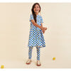 Girls' Cotton Dress, Lemon Party in Blue and White Squares - Dresses - 2 - thumbnail
