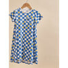 Girls' Cotton Dress, Lemon Party in Blue and White Squares - Dresses - 4 - thumbnail