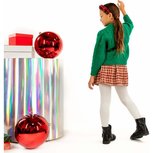 A Leading Role Premium Child Chenille Houndstooth Pleated Skirt