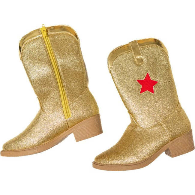 A Leading Role Premium Gold Sparkle Boots - Costume Accessories - 2