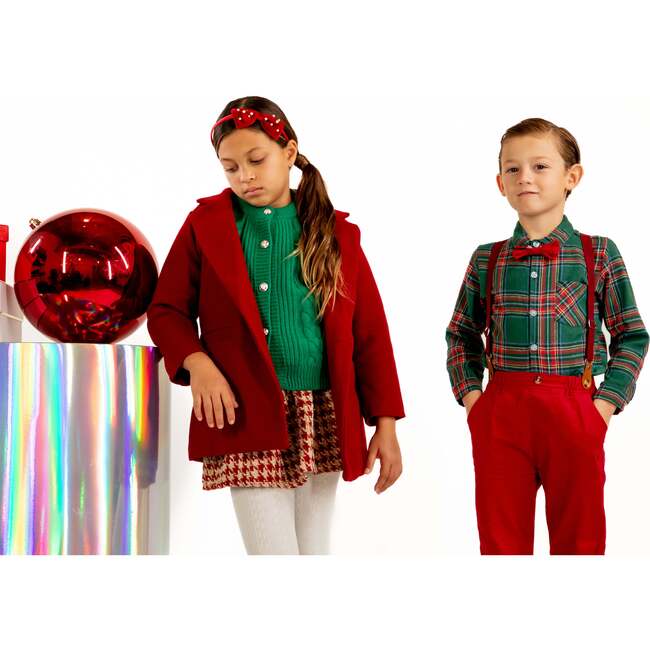 A Leading Role Premium Child Festive Plaid Button Up And Bow Tie Set - Other Accessories - 3