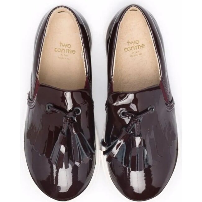 Patent Leather Mocassins, Burgundy - Slip Ons - 3
