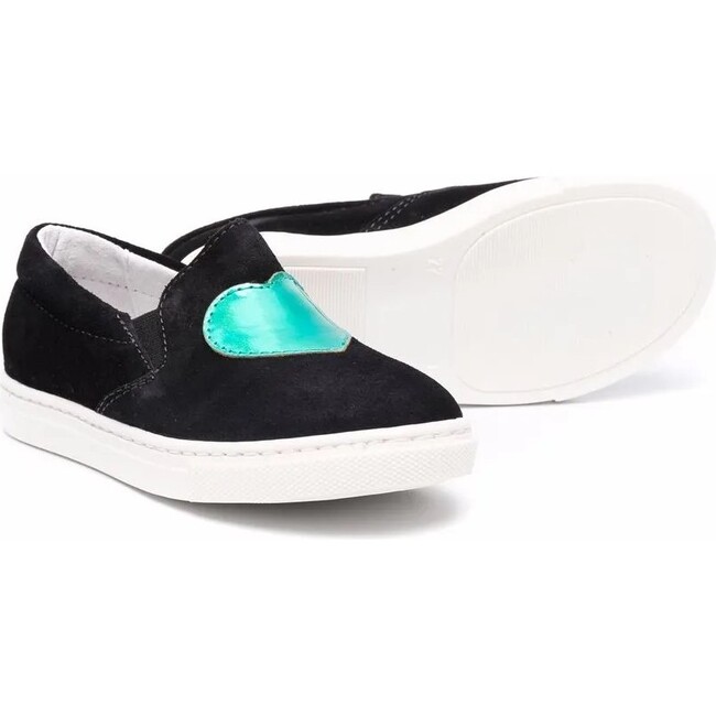 Suede Leather Slip-ons, Black