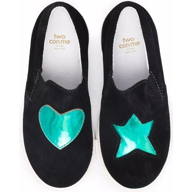 Suede Leather Slip-ons, Black - Slip Ons - 3