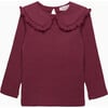 Grace Bow Collar Top, Claret - Blouses - 1 - thumbnail
