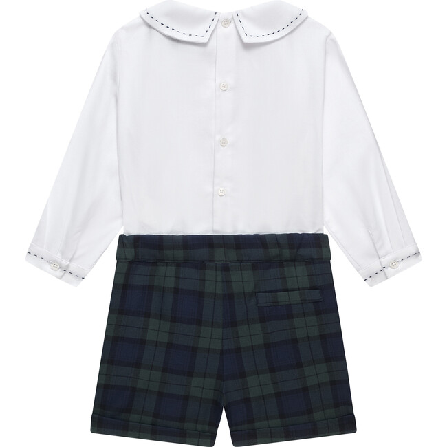 Little Rupert Set, White & Navy Tartan