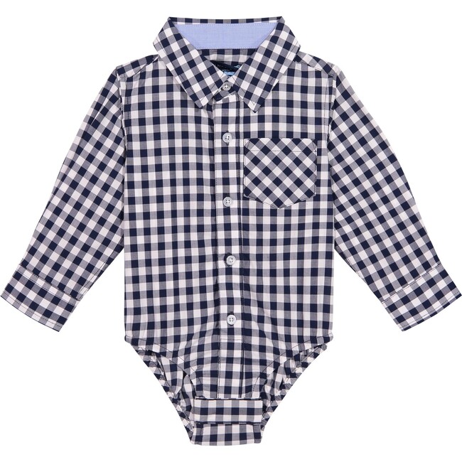 Button Down Shirtzie, Navy Gingham