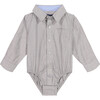 Infant Boy Chambray Button-down Shirtzie, Grey - Shirts - 1 - thumbnail