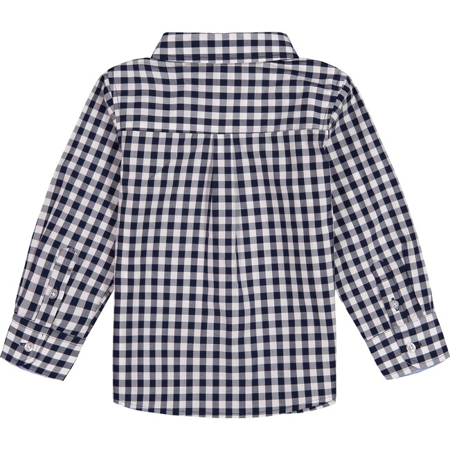 Woven Button Down Shirt, Navy Gingham