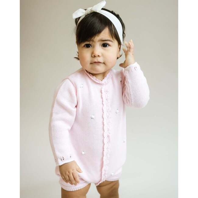 Rosette Knit Bubble Romper, Pink