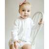 Rosette Knit Bubble Romper, Ivory - Rompers - 3 - thumbnail
