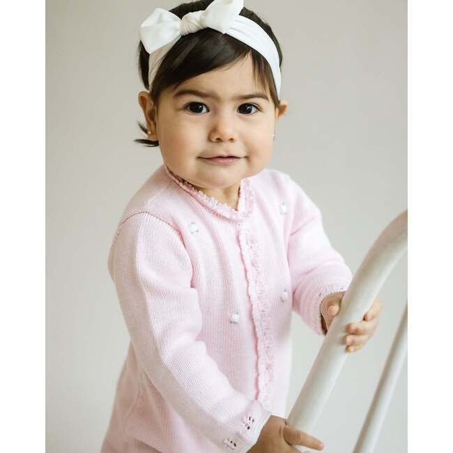 Rosette Knit Bubble Romper, Pink - Rompers - 3