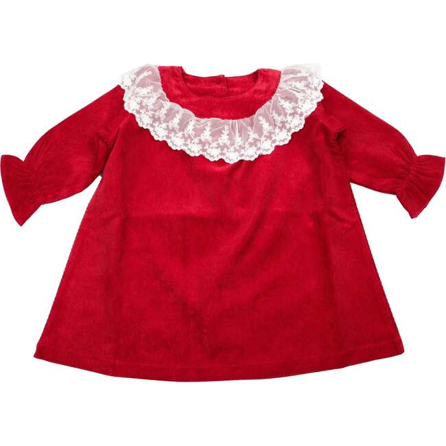 Lace Collar Dress, Red