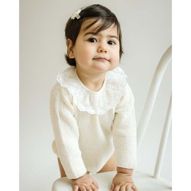 Lace Collar Knit Bubble Romper - Rompers - 3