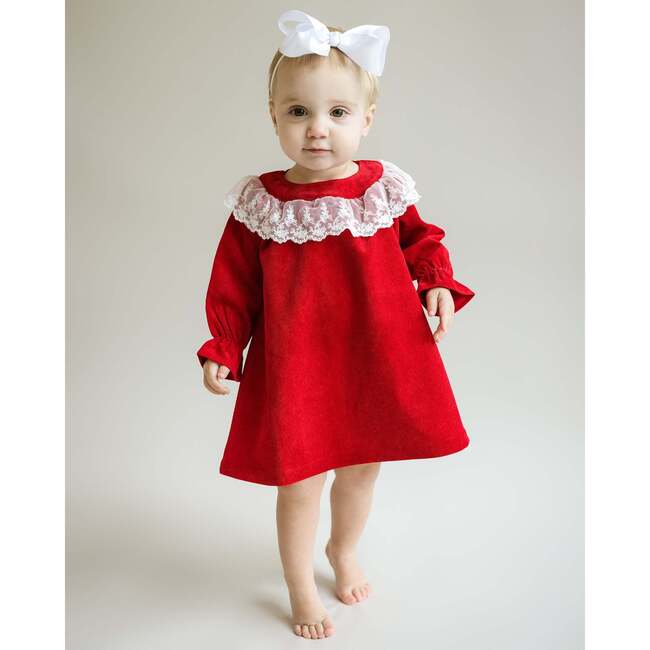 Lace Collar Dress, Red