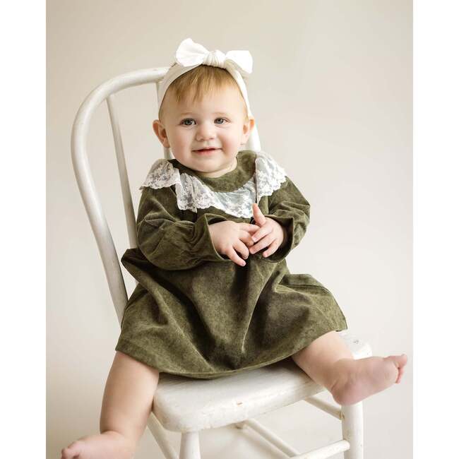 Lace Collar Dress, Green - Dresses - 3